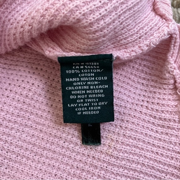 Ralph Lauren LRL Waffle Knit Cowl Neck Casual Sweater Pale Pink Cotton Sz S - Picture 13 of 16